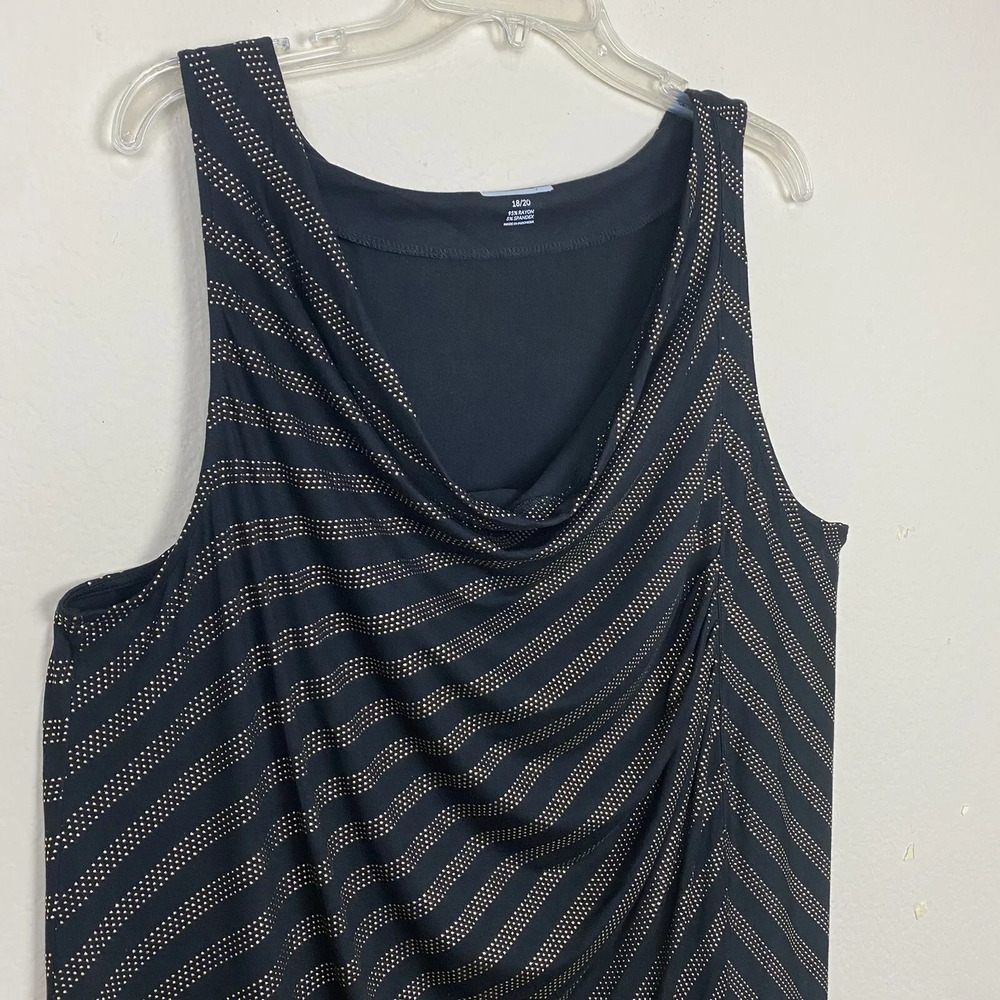 Lane Bryant Tunic 26/28 Asymmetrical Top Sleeveless Black Gold Striped (b20)